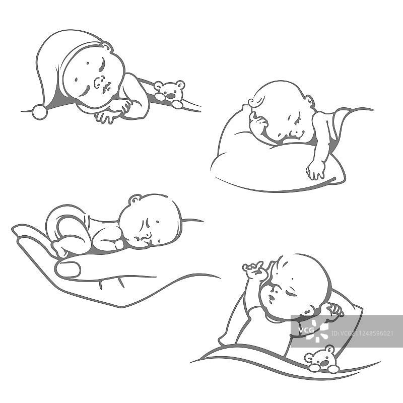 可爱婴儿睡眠Logo系列图片素材