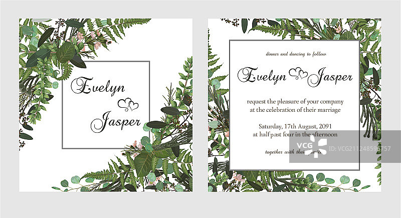 婚礼请柬贺卡套装图片素材