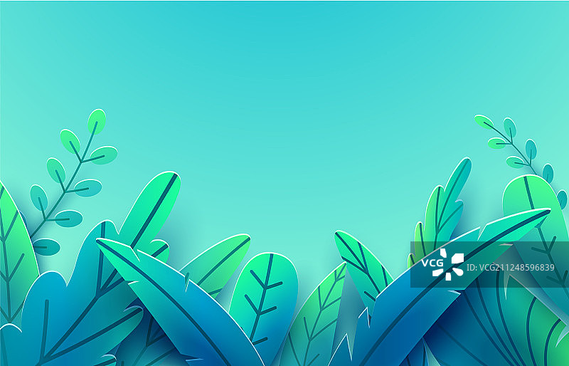 纸质春天树叶边框背景图片素材