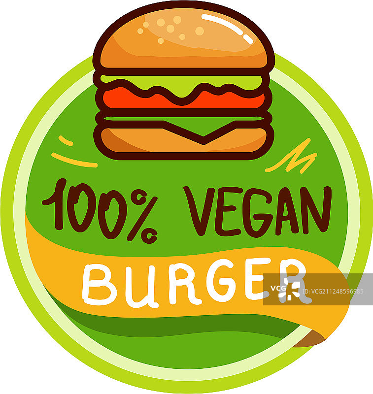 纯素汉堡与食物标志菜单图片素材
