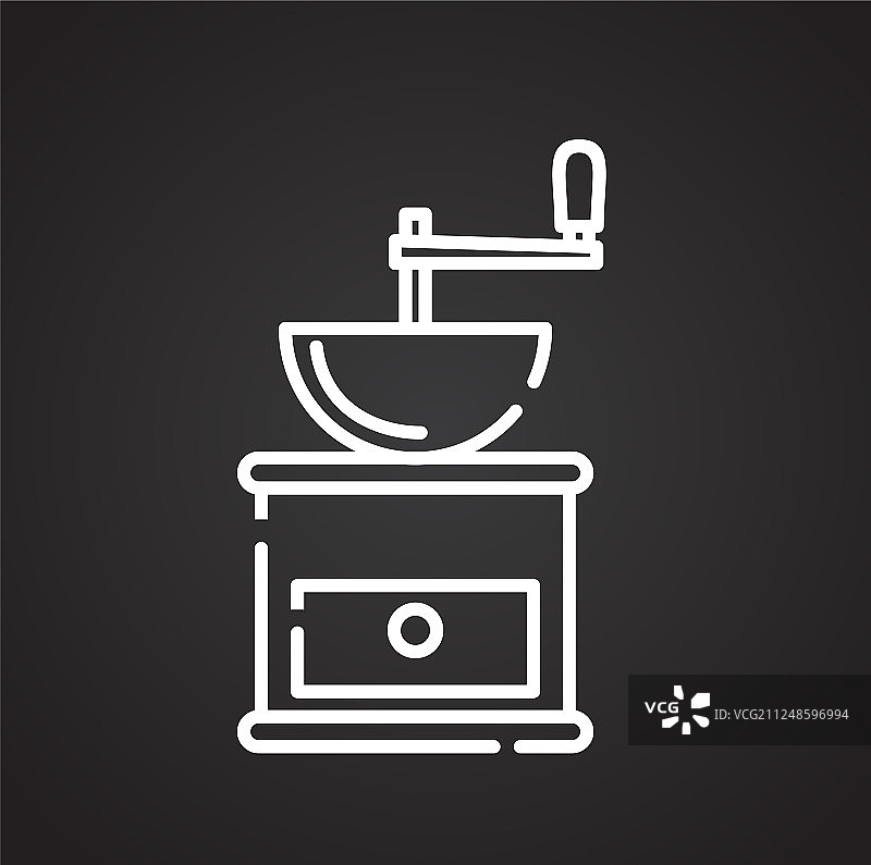 黑色背景上的咖啡研磨器轮廓图标图片素材