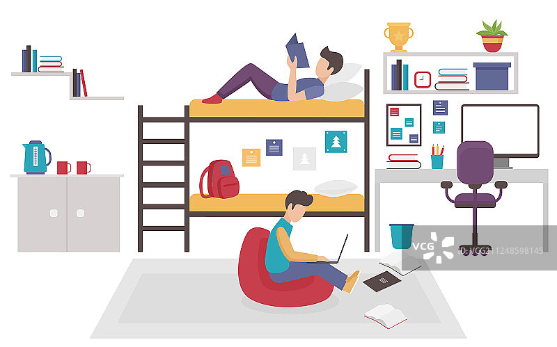 青少年兄弟合住的宿舍房间图片素材