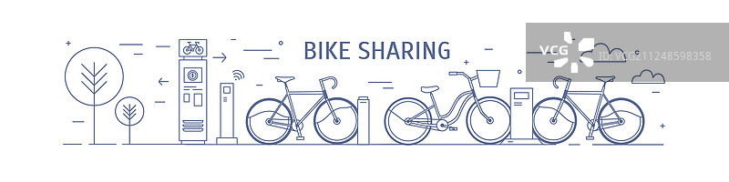 自行车共享点停放租赁自行车图片素材