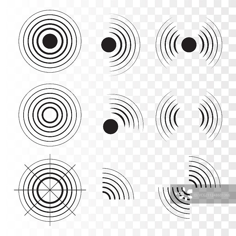 雷达声呐声波图标合集图片素材
