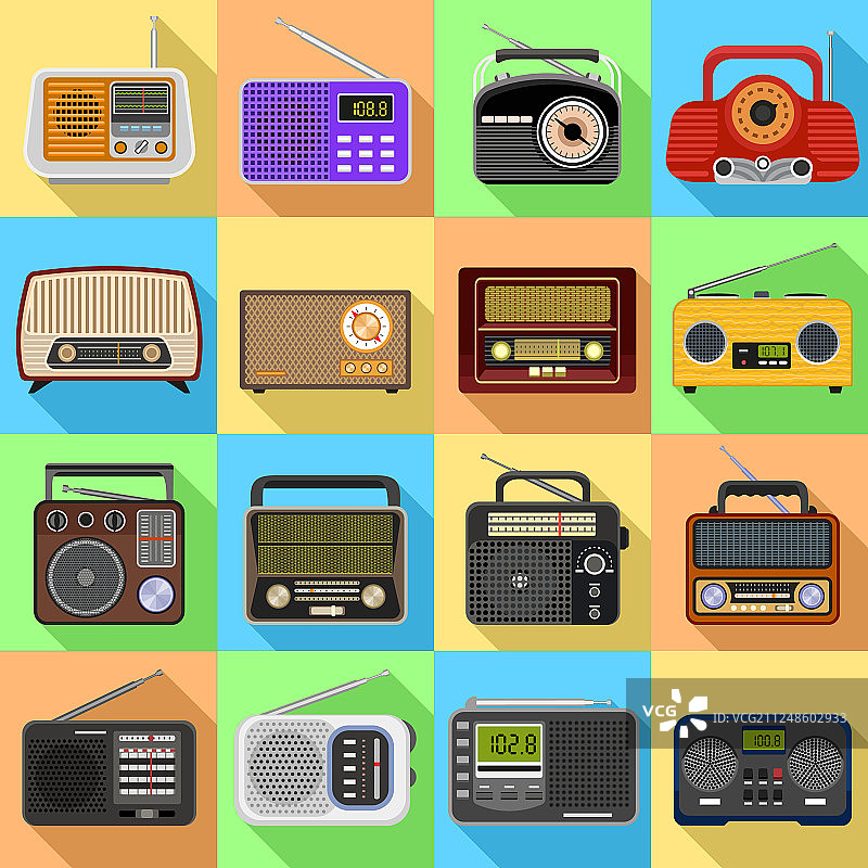 收音机图标扁平风格图片素材