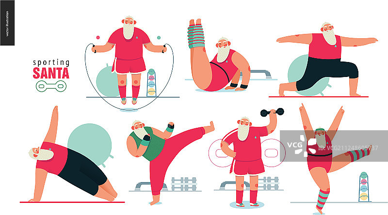 运动圣诞老人 - 健身运动图片素材