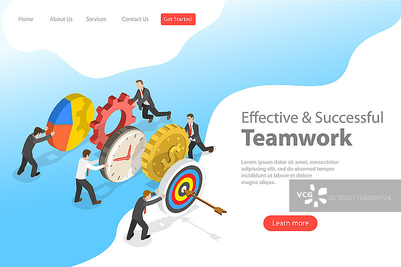 扁平风格2.5D着陆页模板图片素材