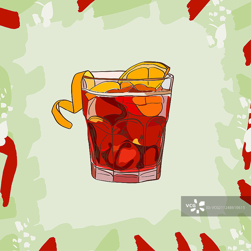 美式经典酒精鸡尾酒草图图片素材