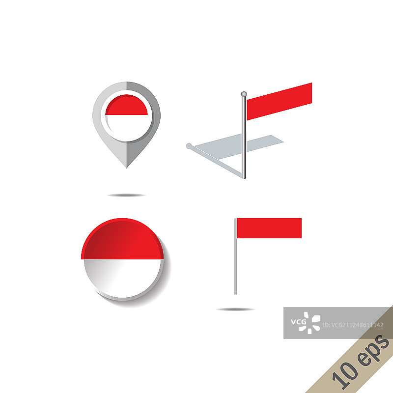 带有摩纳哥国旗的地图图钉图片素材