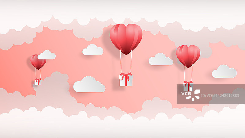 创意情人节背景剪纸风格图片素材
