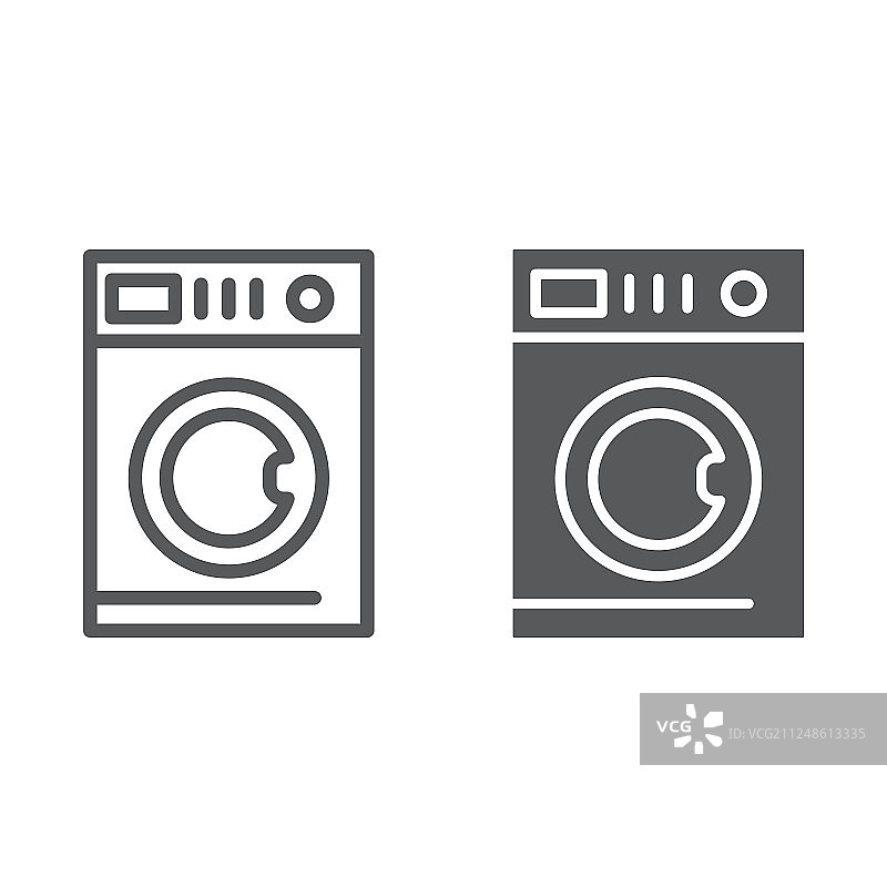 洗车线条和轮廓图标，洗衣和清洁图片素材