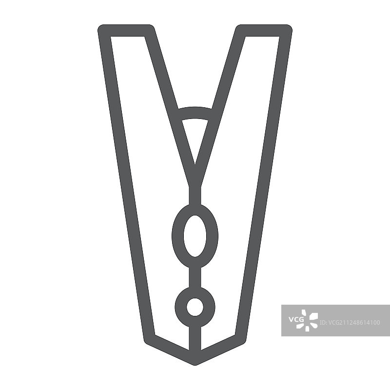 晾衣夹线条图标：洗衣和衣物夹图片素材