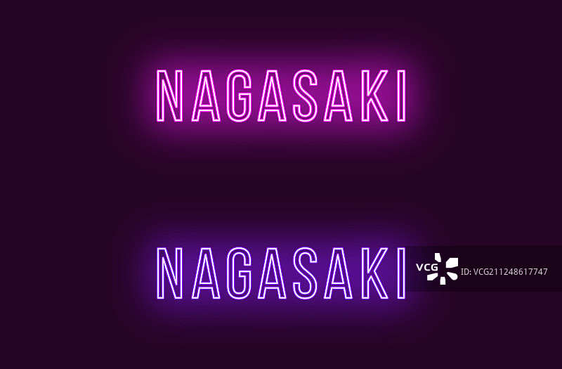 日本城市长崎的霓虹灯文字图片素材