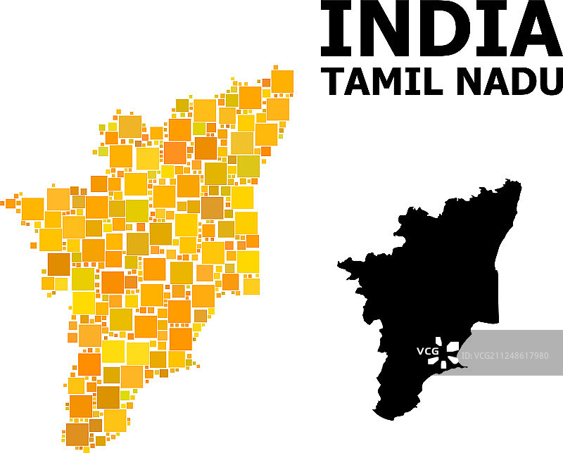 泰米尔纳德邦金色马赛克地图图片素材