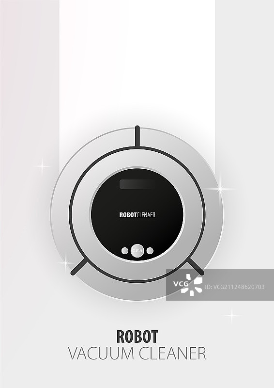 白色地板上的智能扫地机器人图片素材