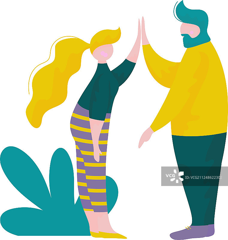 年轻男人和女人互相击掌图片素材