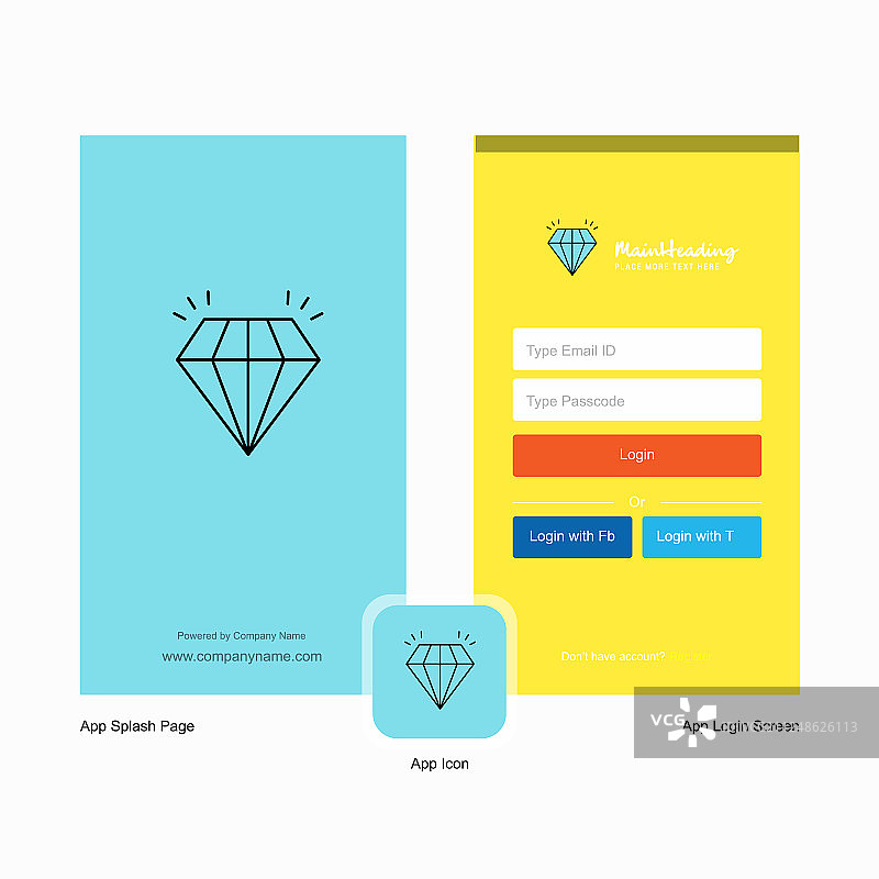 公司钻石启动页和登录页图片素材