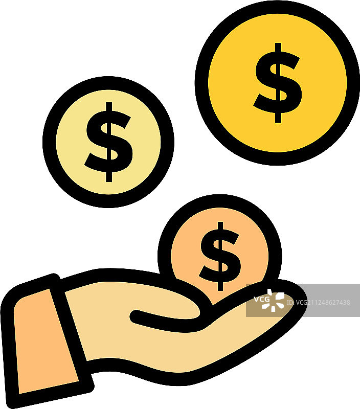 科技行业手持美元扁平风图标图片素材