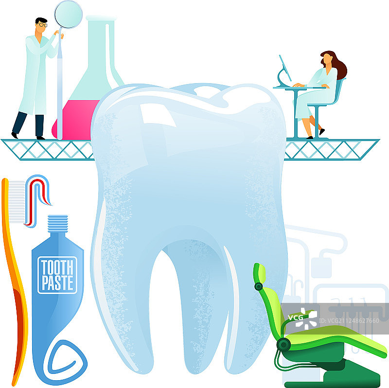 扁平风格的白色背景大臼齿图片素材