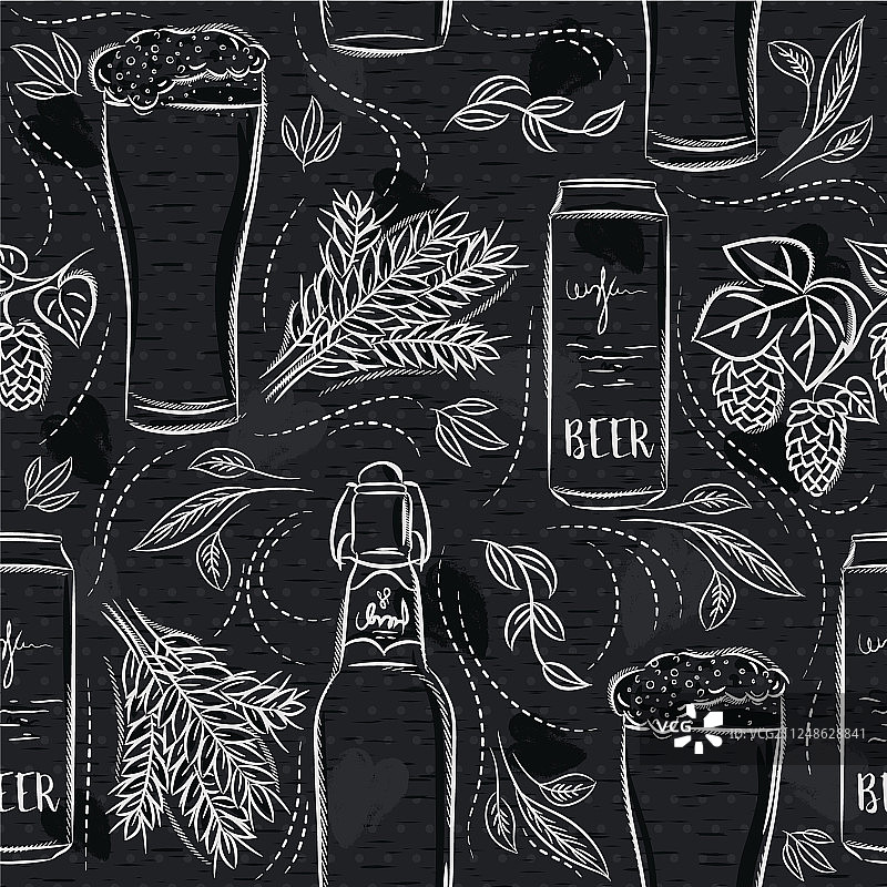 啤酒瓶马克杯无缝图案图片素材