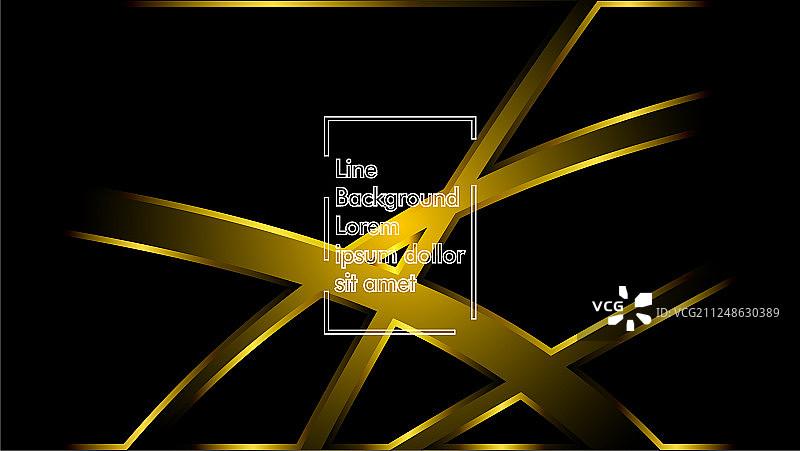 金色的缎带波浪在黑色的背景布局图片素材