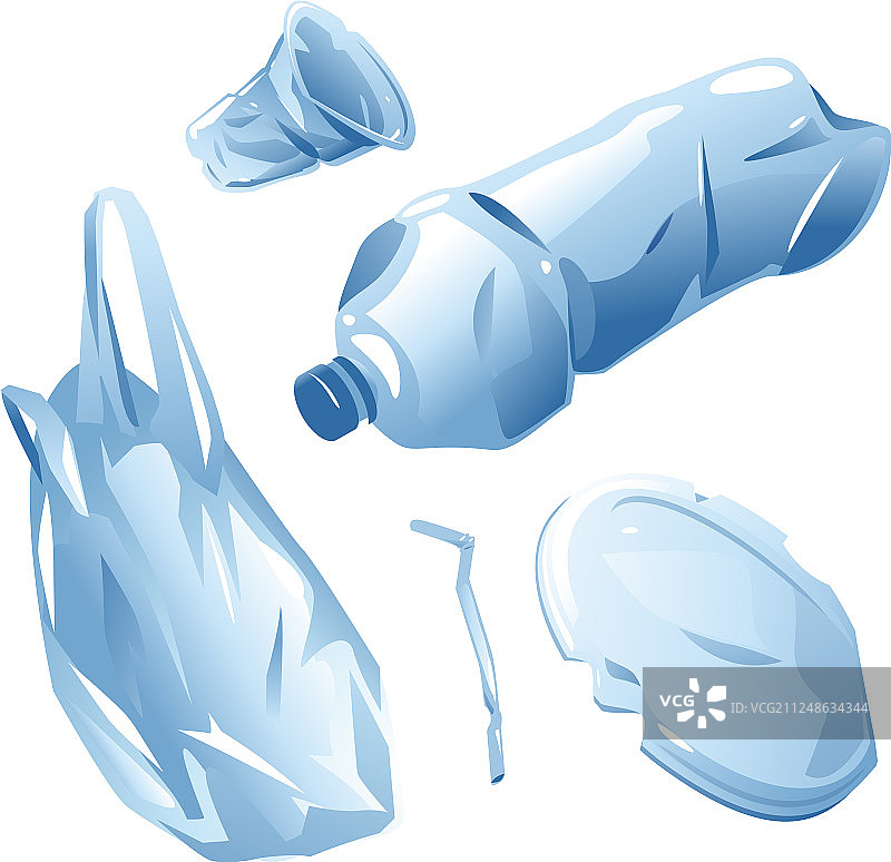 孤立的塑料垃圾套装图片素材