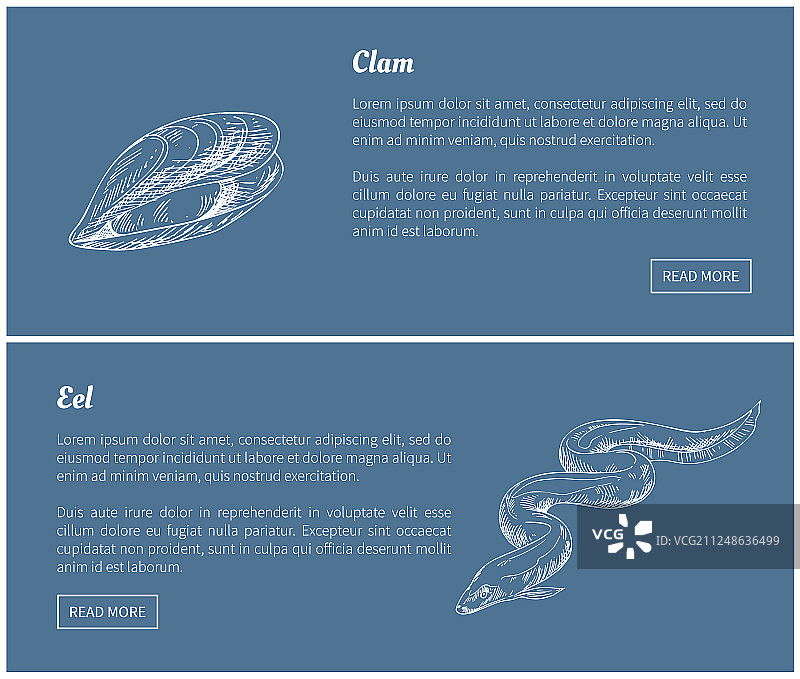 复古鳗鱼蛤蜊海鲜图片素材
