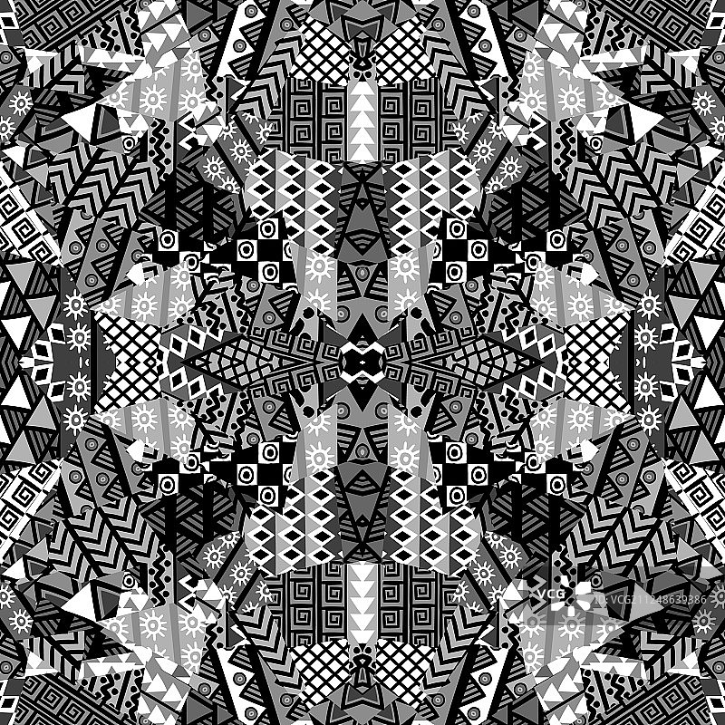 黑白万花筒拼布背景图片素材