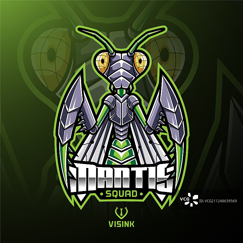 螳螂运动吉祥物标志设计图片素材