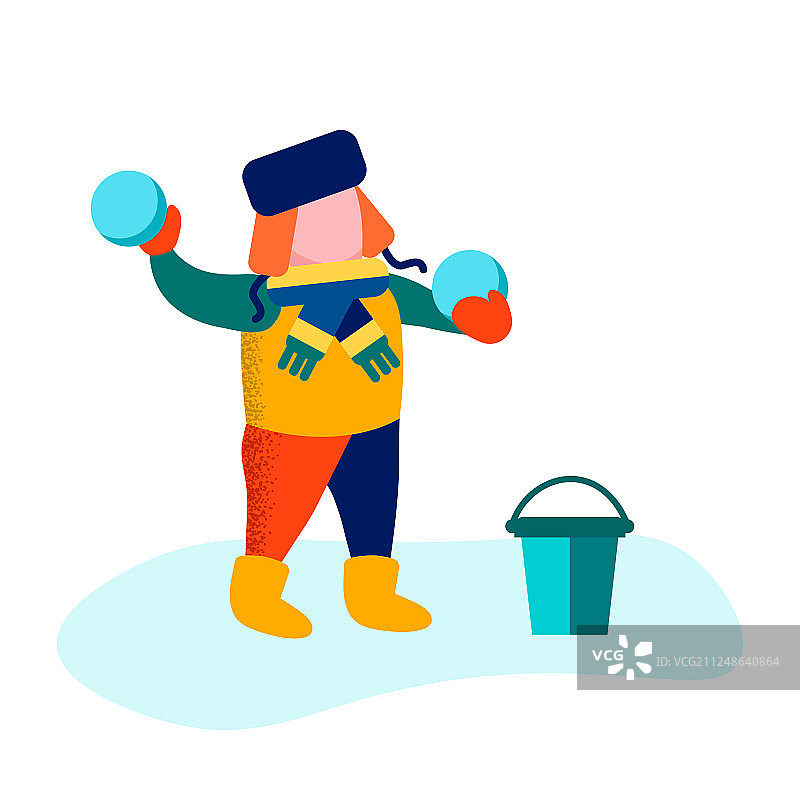 男孩玩雪球冬季活动图片素材