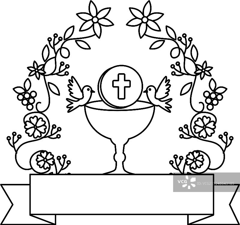 圣餐仪式与鲜花花冠圣杯图片素材