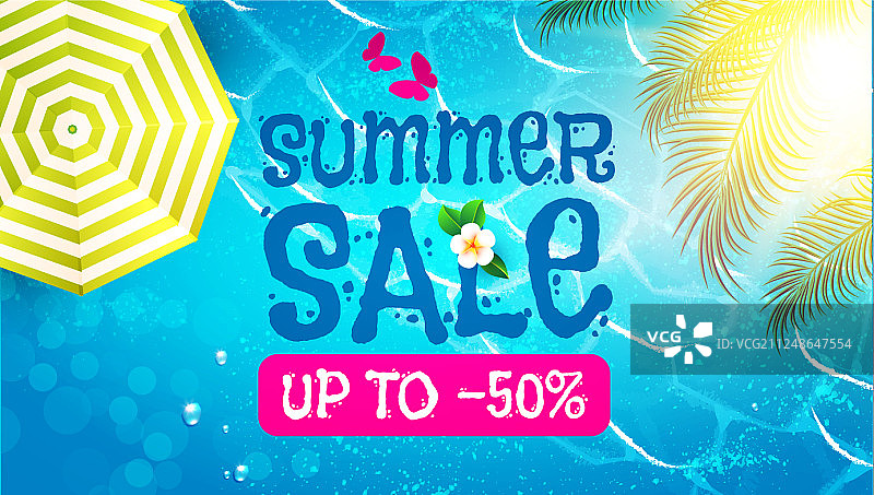 夏季促销背景：温暖的海洋与鸡蛋花图片素材