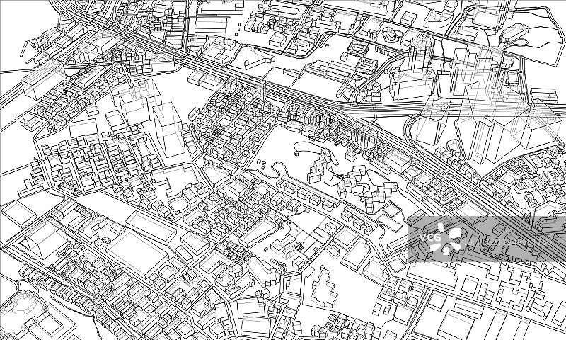 勾勒城市概念线框风格图片素材