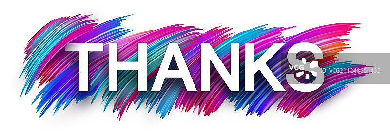 白色背景上的彩色笔触感谢标志图片素材