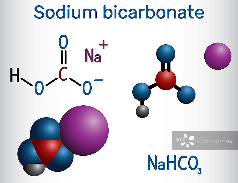 碳酸氢钠分子，又称小苏打图片素材