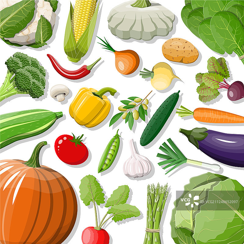 大型蔬菜独立图标集图片素材
