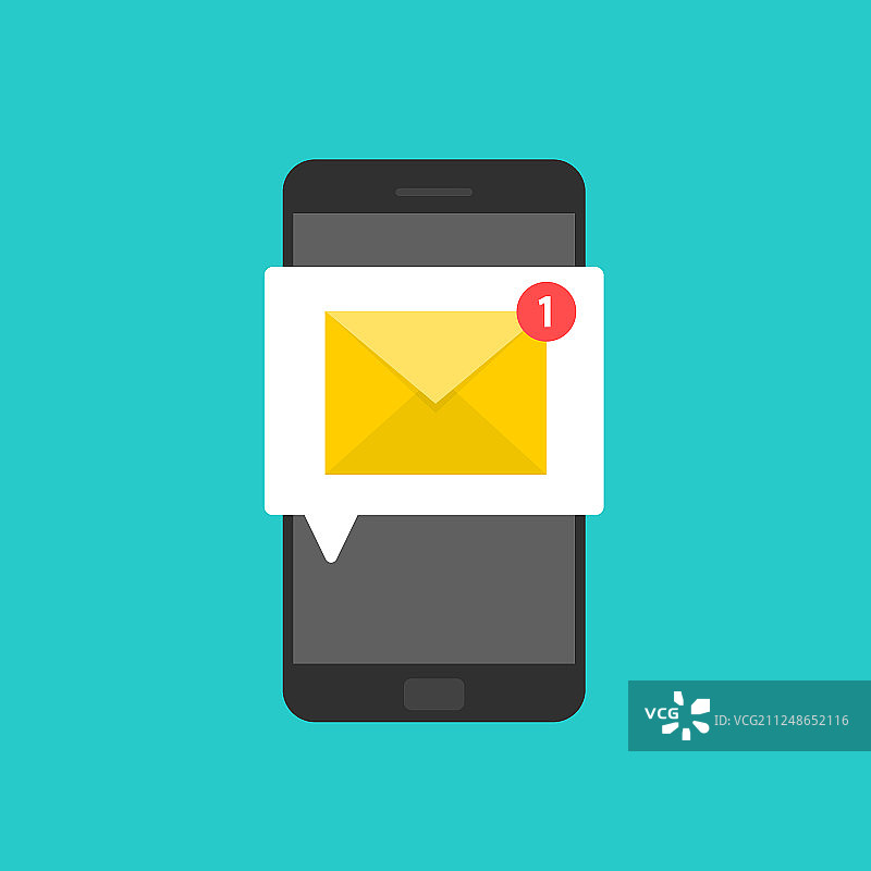 智能手机屏幕上的新邮件图片素材