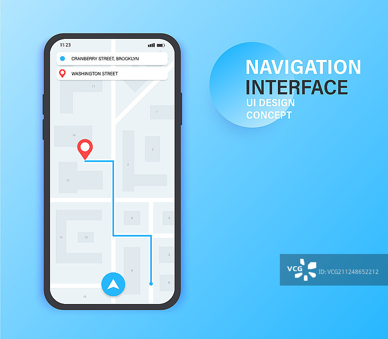 手机上的GPS导航应用城市地图图片素材