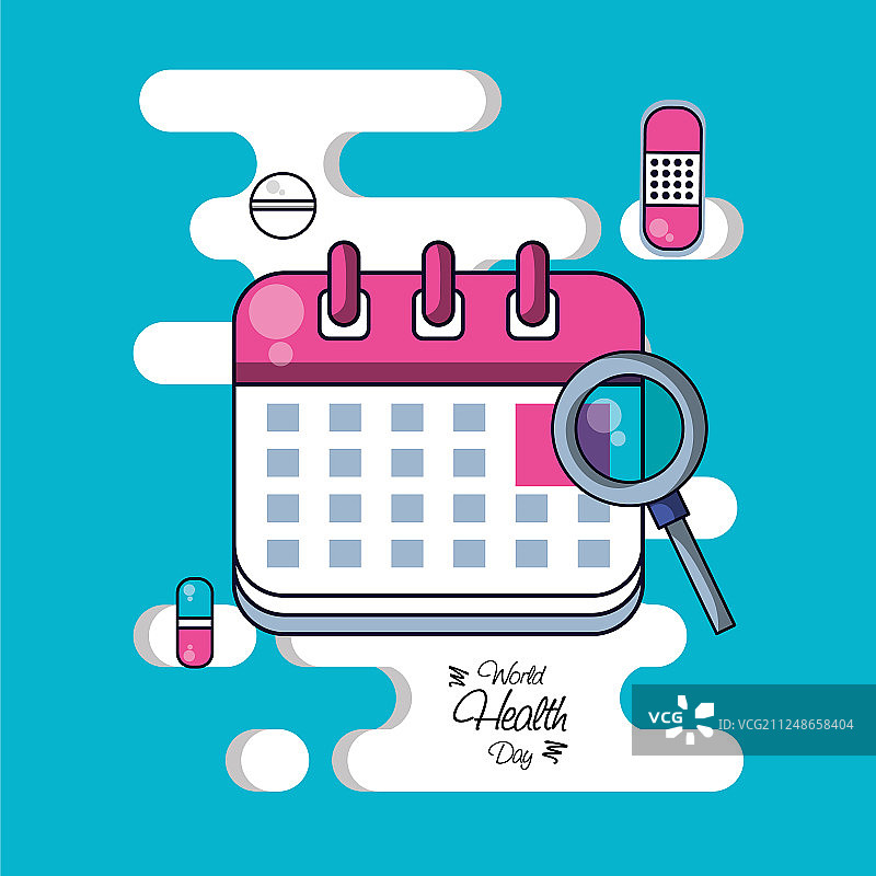 带有日历提醒和设置的世界健康日图片素材