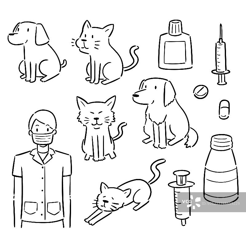 兽医、动物和设备套装图片素材