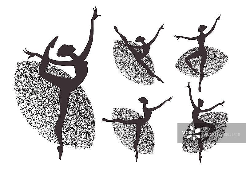 芭蕾舞演员剪影舞蹈女孩经典套装图片素材