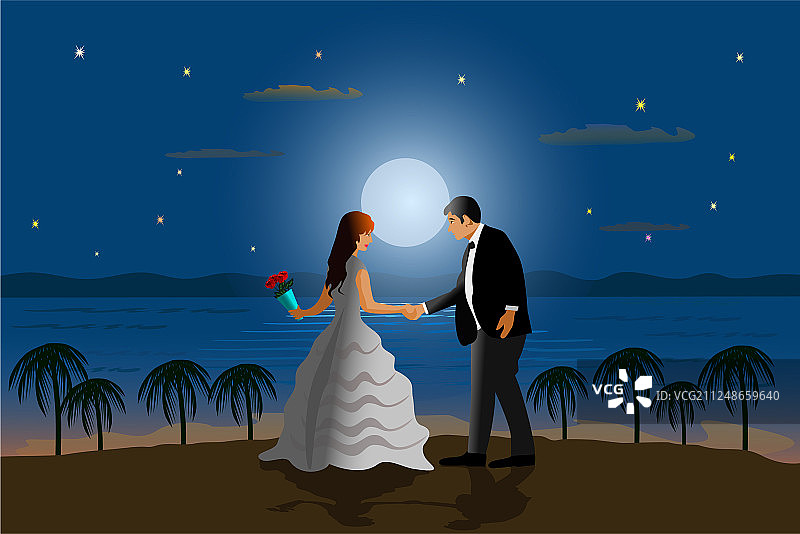 夫妇在沙滩上跳舞图片素材