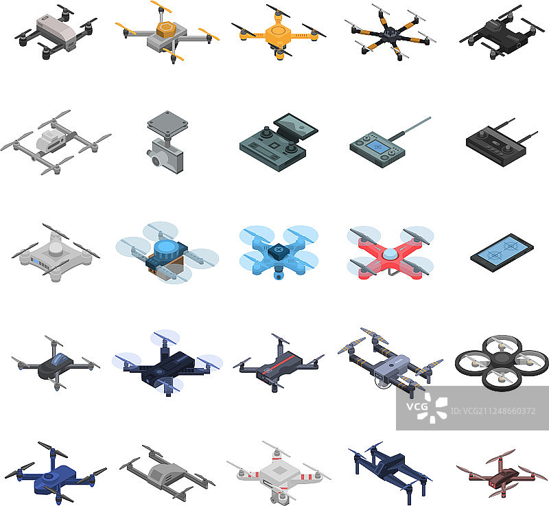 无人机图标集2.5D风格图片素材