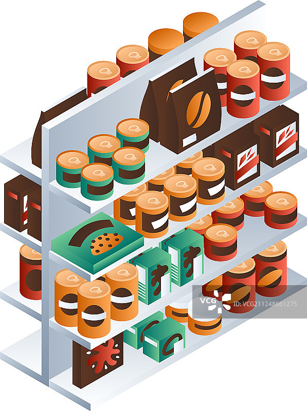超市食品货架图标2.5D风格图片素材