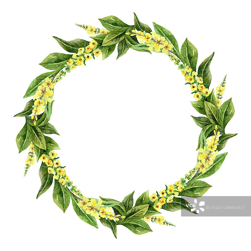 水彩手绘花环图片素材