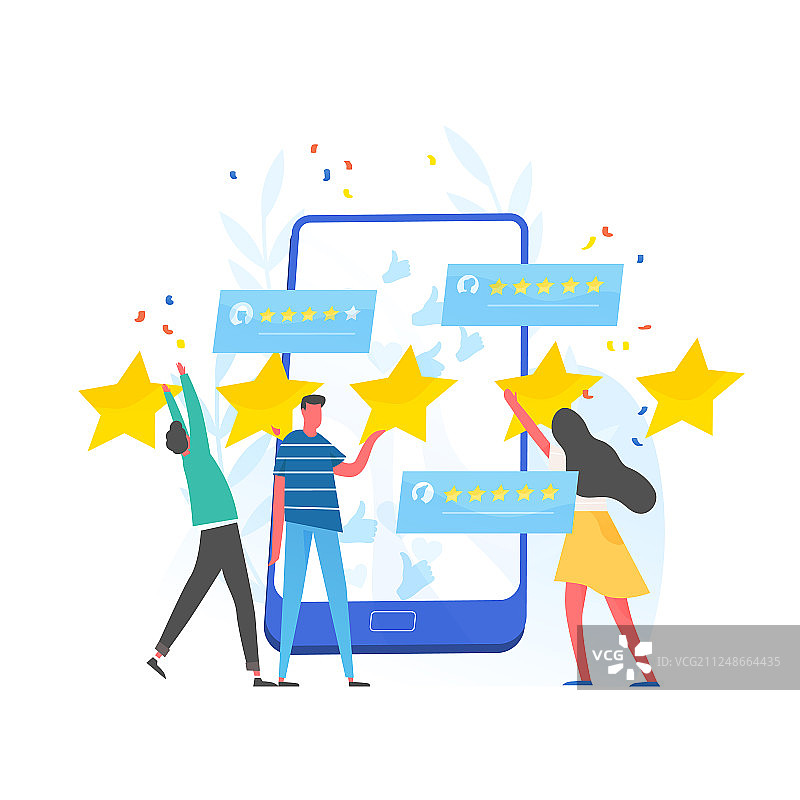 人们给出五星评价图片素材