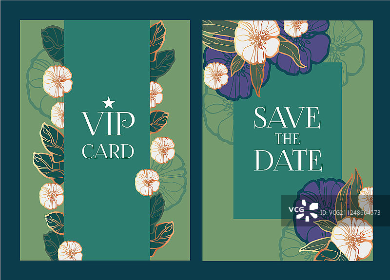 花朵卡片或封面婚礼周年纪念套装图片素材