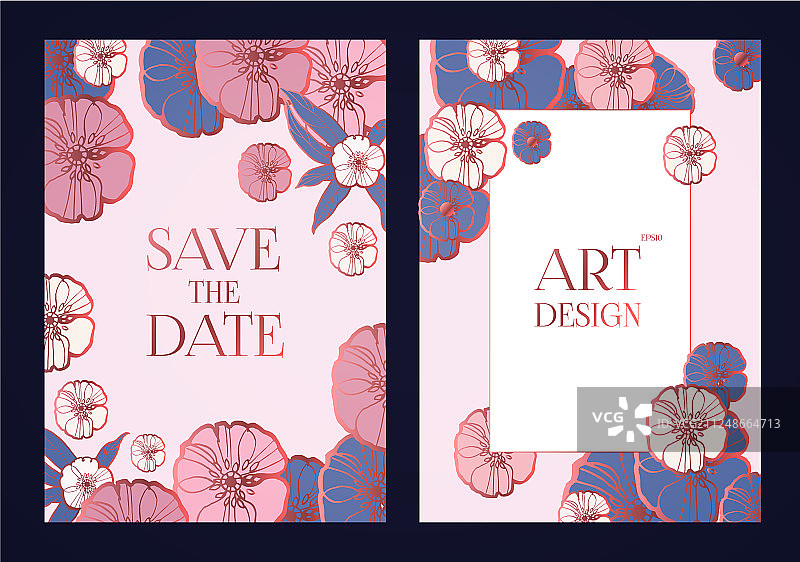 花朵卡片或封面婚礼周年纪念套装图片素材