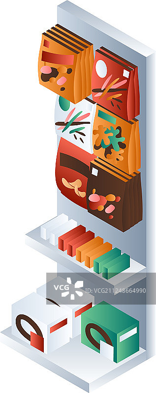 小型超市货架图标2.5D风格图片素材