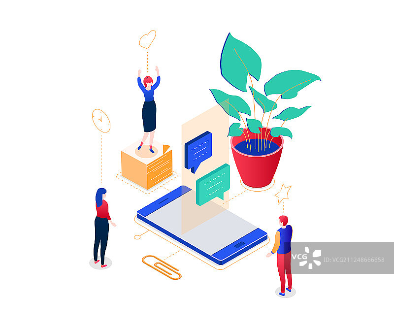 在线聊天——现代彩色2.5D风格图片素材